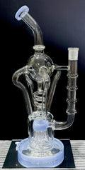 13" 600Gr. 4 Handle Jade Blue Color Recycler Water Pipe W/ Bowl